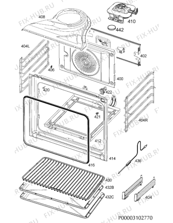 Взрыв-схема плиты (духовки) Aeg GB6020P - Схема узла Oven